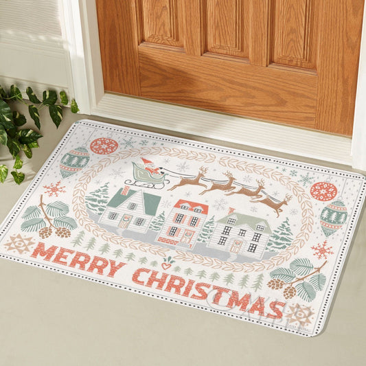 White Frosty Entrance Doormat for Indoor or Outdoor Use Rubber Floor Mat