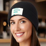 Custom Knit Beanie - Printed Patch - Ships from Canada