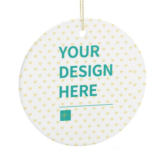 MyArtsyGift - Personalized Round Christmas Ornaments Customized Ceramic Circular Pendant Made in USA