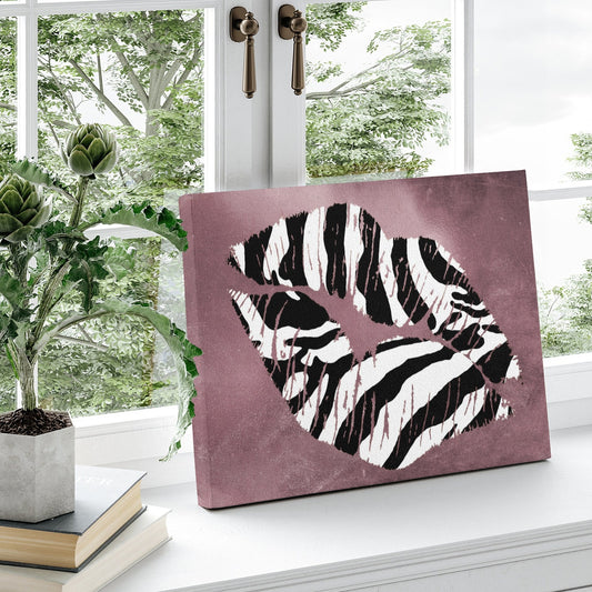 Leopard Kiss Pink Canvas Print Made In USA