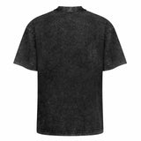 MyArtsyGift Men's Black Cotton T-Shirt. Back view of a stone-washed short-sleeved tee, perfect for summer wear.