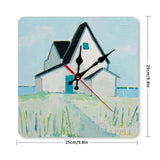 MyArtsyGift - Personalized Simplicity Wooden Wall Clock - Square Clock for Home, Kitchen Housewarming Gift, Cottage by the Sea, Made in USA