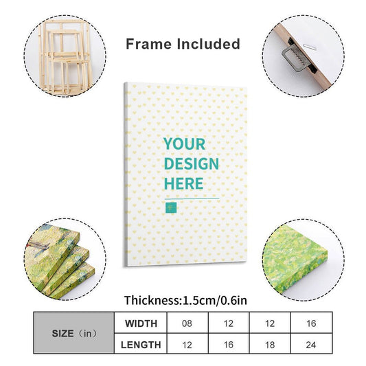 Custom canvas print. Personalized wall art with your design. Frame Included. Available Sizes.