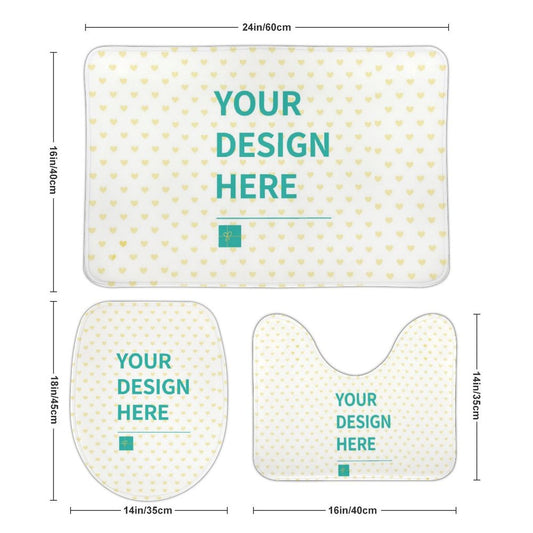 MyArtsyGift - Custom Bathroom Rug Set 3 Pieces Personalized Bath Mat Set