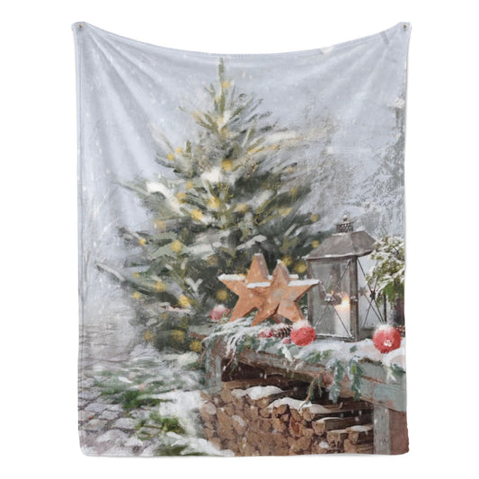 Winter Season Christmas Tree Flannel Blanket Made In USA