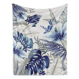 Blue Tropical Plants Flannel Blanket Made In USA