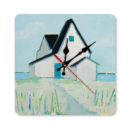 MyArtsyGift - Personalized Simplicity Wooden Wall Clock - Square Clock for Home, Kitchen Housewarming Gift, Cottage by the Sea, Made in USA