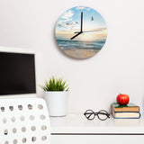 Modern Blue Beach MDF Wall Clocks for Living Room Kitchen Office Decor