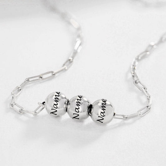 MyArtsyGift - Custom Name Necklace ,Personalized Bead Necklaces Engraved Jewelry Gifts for Men Women