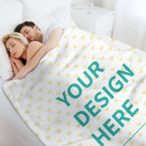 Customizable fleece blanket with 'Your Design Here' text, soft and warm, perfect for personalized gifts from MyArtsyGift