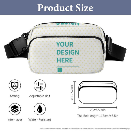 MyArtsyGift - Custom Fanny Pack for Women Men, Personalized Adjustable Waist Bag for Travel Running Cycling Hiking Sports