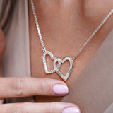 MyArtsyGift - Custom Plated Necklaces for Lover Personalized Interlocking Double Heart Diamond Necklace