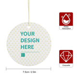 MyArtsyGift - Personalized Christmas Ornaments Customized Circle Ceramic Xmas Tree Decorations