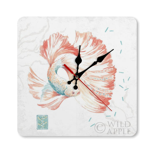 MyArtsyGift - Personalized Simplicity Wooden Wall Clock - Square Clock for Home, Kitchen Housewarming Gift, Delicate Sea, Made in USA