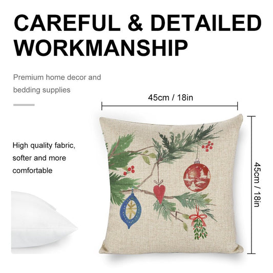 MyArtsyGift - 18"x18" Christmas Pillow Covers,  Cotton Linen Throw Pillow Cases Square Cushion Cover for Sofa, Couch, Bed and Car