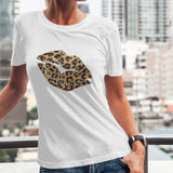 Leopard Kiss Black Texture Classic Women's T-shirt Made In USA