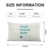 Personalized throw pillow case, white with heart pattern, ready for custom design, 20x12 size