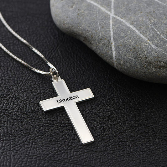 MyArtsyGift - Personalized Cross Pendant Necklace Customized Christian Necklace Engraved Text Name Necklace Gifts for Men Women