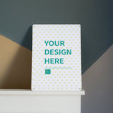 Custom aluminum sign with 'YOUR DESIGN HERE' text, ideal for personalized gifts and home decor. Durable, rust-proof.