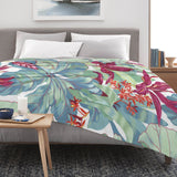 Tropical Plants and Flower Flannel Blanket  for Sofa Couch Bed Made In USA