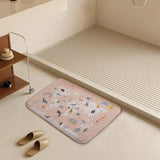 MyArtsyGift - Coral Velvet Bath Rugs Non Slip Door Rug Dries Quickly Floor Carpet for Bathroom Kitchen Dining Room Bedroom