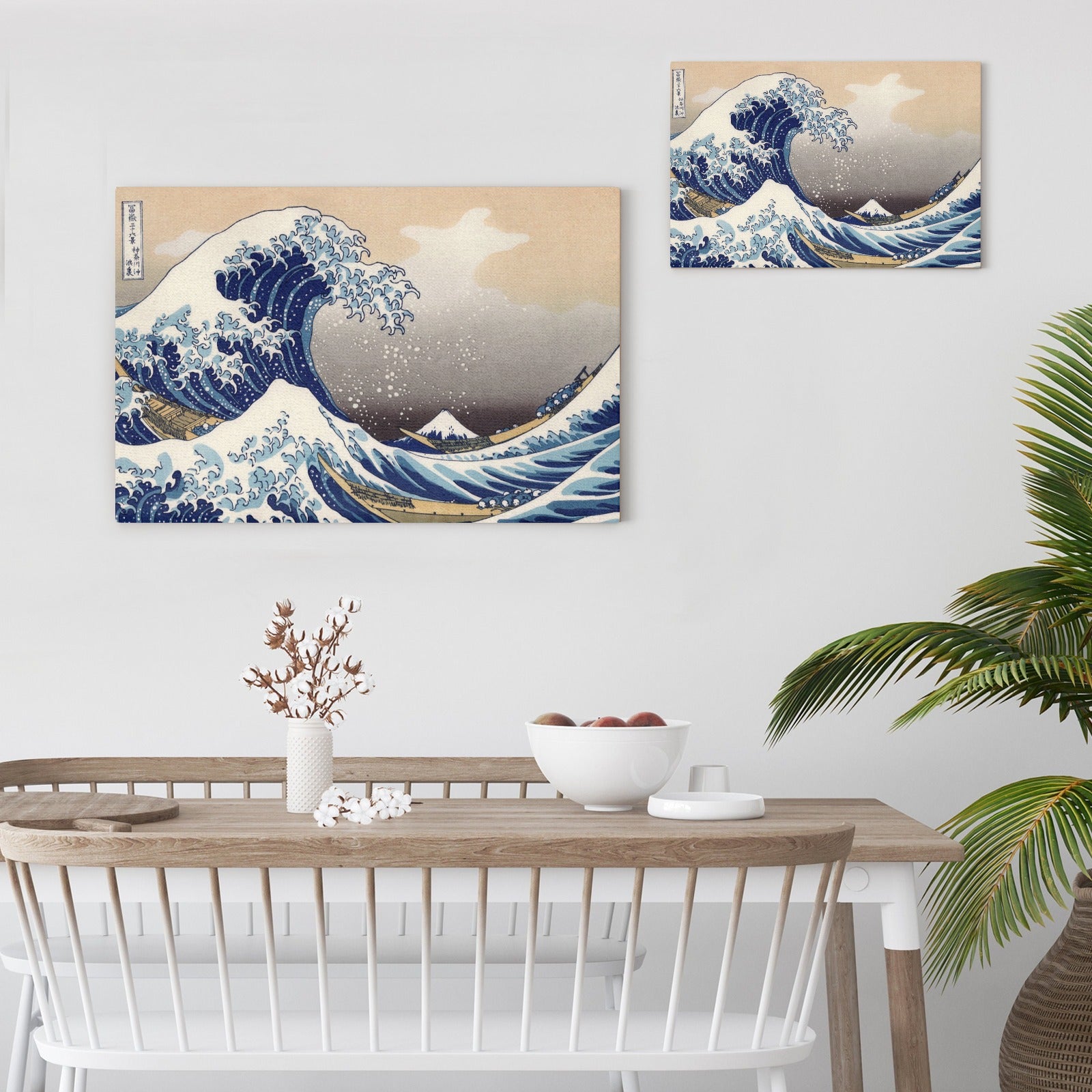 The Great Wave off Kanagawa canvas print on wall, Japanese art decor, blue waves and Mount Fuji