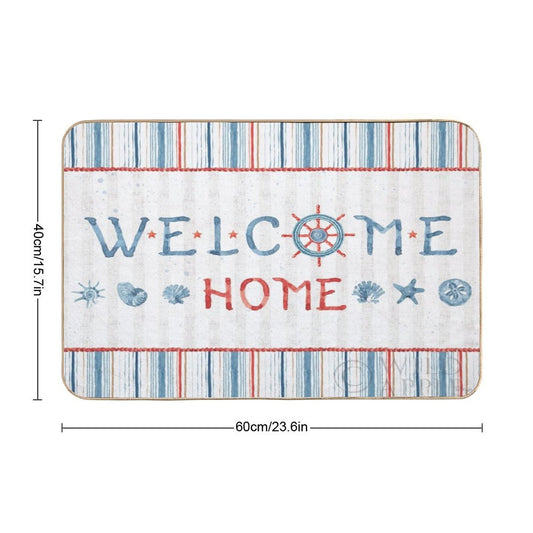 MyArtsyGift - Personalized Flannel Non Slip Floor Mat for Bedroom,Customized Rugs Carpet Washable Door Mat, Nautical Life, Made in USA